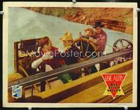 z646 RED RIVER VALLEY movie lobby card '36 heroic Gene Autry fights with bad guys on riverboat!!