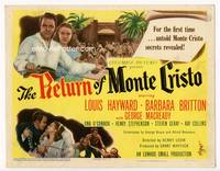 z238 RETURN OF MONTE CRISTO title movie lobby card '46 Louis Hayward as the Count, Barbara Britton
