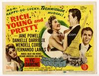 z241 RICH, YOUNG & PRETTY title movie lobby card '51 Jane Powell is romanced in Paris France!