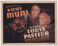 z289 STORY OF LOUIS PASTEUR title movie lobby card '36 great artwork of Paul Muni!