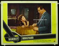 z726 SUNSET BLVD movie lobby card #3 '50 William Holden tells Gloria Swanson he is leaving!