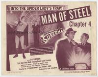 z298 SUPERMAN Chap 4 title movie lobby card '48 Kirk Alyn falls into the Spider Lady's trap!