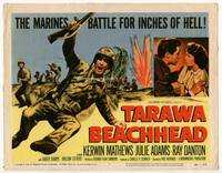 z306 TARAWA BEACHHEAD title movie lobby card '58 Kerwin Mathews battles for inches of Hell in WWII!