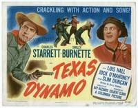 z313 TEXAS DYNAMO title movie lobby card '50 Charles Starrett as the Durango Kid, Smiley Burnette