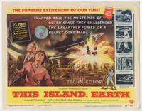 z321 THIS ISLAND EARTH title movie lobby card '55 sci-fi classic, Jeff Morrow, a planet gone mad!