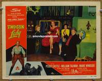 z767 TWO-GUN LADY movie lobby card #5 '56 Peggie Castle, Marie Windsor
