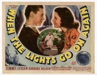 z345 WHEN THE LIGHTS GO ON AGAIN title movie lobby card '44 Jimmy Lydon romances Barbara Belden!
