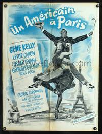 a327 AMERICAN IN PARIS French 23x32 movie poster R60s different art!