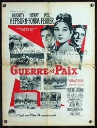 a486 WAR & PEACE French 23x32 movie poster '56Audrey Hepburn,Fonda