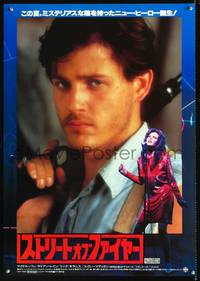 a274 STREETS OF FIRE Japanese movie poster '84 Michael Pare close up!