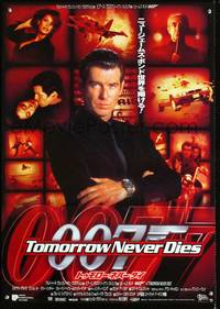a291 TOMORROW NEVER DIES Japanese movie poster '97 Brosnan as Bond!