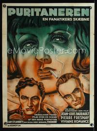 a077 PURITAN Danish movie poster '38 cool Ruthwenn Eriksen art!
