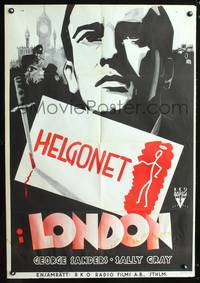 a115 SAINT IN LONDON Swedish movie poster '39George Sanders by Aberg!