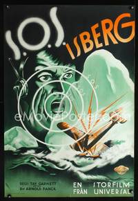a114 S.O.S. ICEBERG Swedish movie poster '33 Fuchs plane crash art!