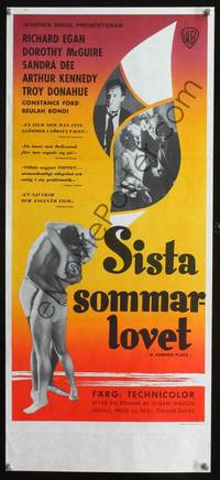 a145 SUMMER PLACE Swedish stolpe movie poster '59 Sandra Dee, Donahue