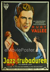 a131 VAGABOND LOVER Swedish movie poster '29 art of Vallee & babes!