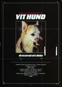 a134 WHITE DOG Swedish movie poster '82 Sam Fuller, gruesome canine!