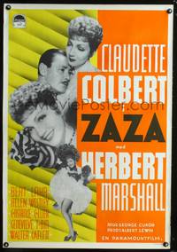 a136 ZAZA Swedish movie poster '39 Claudette Colbert, Aberg art!