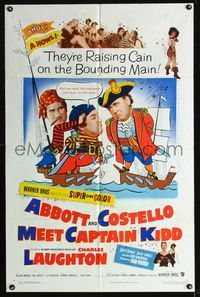 b011 ABBOTT & COSTELLO MEET CAPTAIN KIDD one-sheet poster '53 pirates Bud & Lou, Charles Laughton!