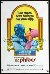 b027 ABOMINABLE DR. PHIBES 1sheet '71 Vincent Price says love means never having to say you're ugly!