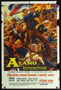 b031 ALAMO one-sheet movie poster '60 Reynold Brown art of fighting John Wayne & Richard Widmark!