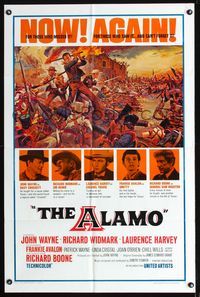 b032 ALAMO one-sheet movie poster R67 Reynold Brown art of fighting John Wayne & Richard Widmark!