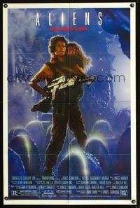 b035 ALIENS one-sheet movie poster '86 James Cameron, Sigourney Weaver, this time it's war!