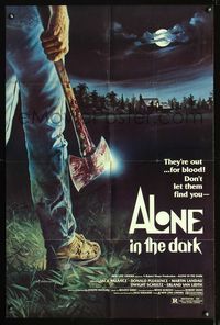 b039 ALONE IN THE DARK one-sheet movie poster '83 great D.F. Henderson axe murderer horror art!