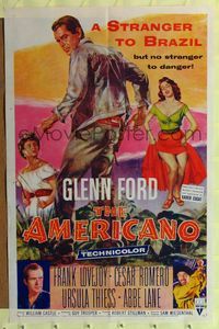 b042 AMERICANO one-sheet movie poster '55 Glenn Ford is a stranger to Brazil but not to danger!
