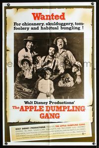 b049 APPLE DUMPLING GANG one-sheet movie poster '75 Disney, Don Knotts, cool wanted poster design!