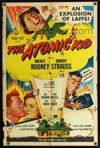 b054 ATOMIC KID one-sheet movie poster '55 nuclear Mickey Rooney, an explosion of laffs!