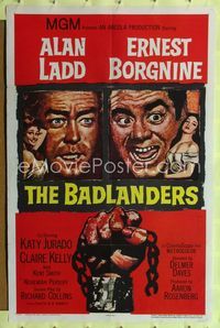 b059 BADLANDERS one-sheet movie poster '58 cool artwork of Alan Ladd & Ernest Borgnine!