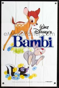b061 BAMBI one-sheet movie poster R82 Walt Disney cartoon deer classic!