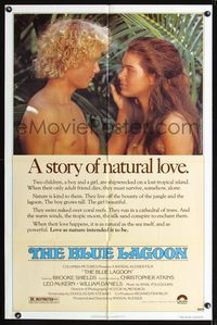 b077 BLUE LAGOON one-sheet movie poster '80 sexy young Brooke Shields & Christopher Atkins