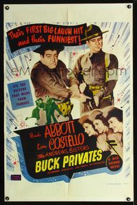 b005 BUCK PRIVATES one-sheet movie poster R53 Bud Abbott & Lou Costello, plus The Andrews Sisters!