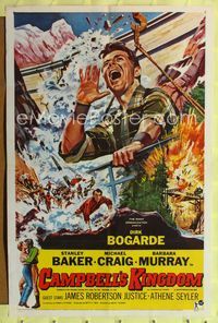 b104 CAMPBELL'S KINGDOM one-sheet movie poster '58 great artwork of Dirk Bogarde by busted dam!