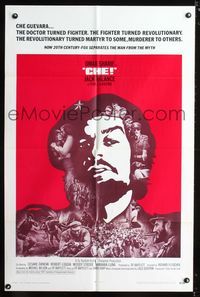 b116 CHE int'l one-sheet poster '69 art of Omar Sharif as Guevara, Jack Palance as Fidel Castro!