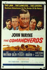 b128 COMANCHEROS one-sheet movie poster '61 John Wayne, Michael Curtiz