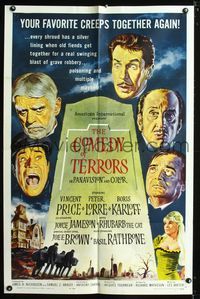 b131 COMEDY OF TERRORS 1sheet '64 Boris Karloff, Peter Lorre, Vincent Price, Joe E. Brown, Tourneur