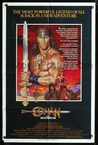 b135 CONAN THE DESTROYER one-sheet poster '84 Arnold Schwarzenegger is the most powerful legend!