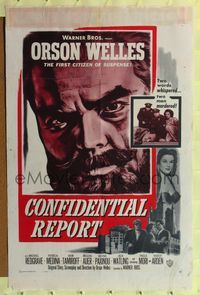 b136 CONFIDENTIAL REPORT one-sheet 1962 Orson Welles as Mr. Arkadin, the first citizen of suspense!