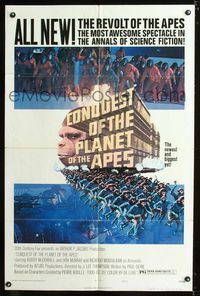 b138 CONQUEST OF THE PLANET OF THE APES style B one-sheet movie poster '72 the revolt of the apes!