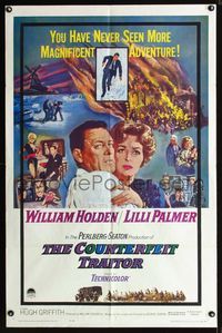 b140 COUNTERFEIT TRAITOR one-sheet '62 art of William Holden & Lilli Palmer by Howard Terpning!