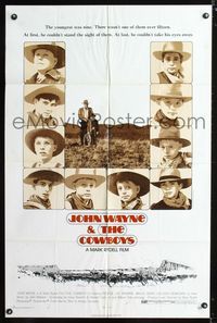 b142 COWBOYS one-sheet movie poster '72 big John Wayne, Bruce Dern