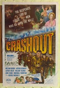 b143 CRASHOUT one-sheet poster '54 desperate caged men who go over the wall, cool prison break art!