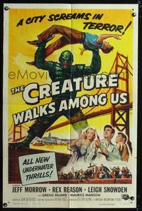 b146 CREATURE WALKS AMONG US one-sheet movie poster '56 Reynold Brown monster artwork, great sequel!