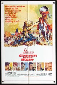 b151 CUSTER OF THE WEST style A one-sheet poster '68 Robert Shaw as the Civil War's famous General!
