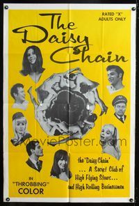 b153 DAISY CHAIN one-sheet movie poster '69 secret sex club of high flying stewardesses!