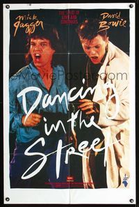 b154 DANCING IN THE STREET one-sheet movie poster '85 great huge image of Mick Jagger & David Bowie!