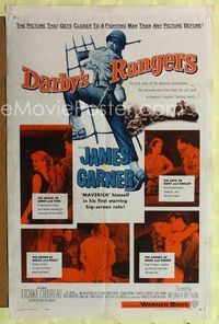 b155 DARBY'S RANGERS one-sheet movie poster '58 James Garner & Jack Warden in World War II!